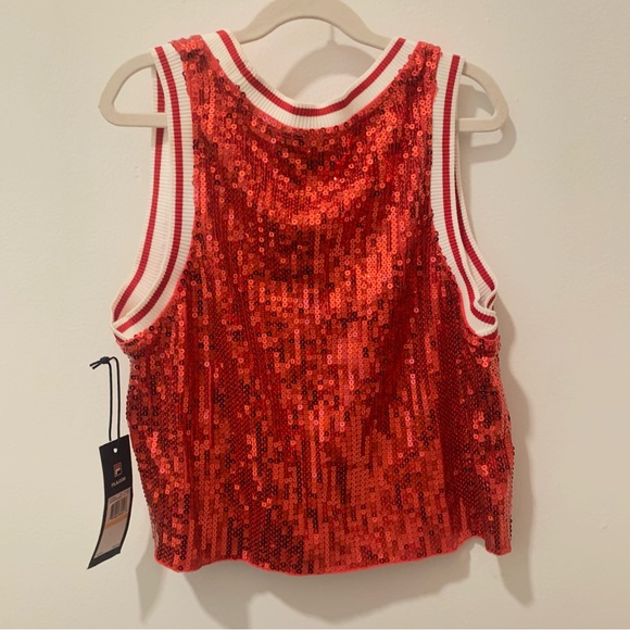 NWT FILA kiki glam sequin crop top in red small - Picture 11 of 11
